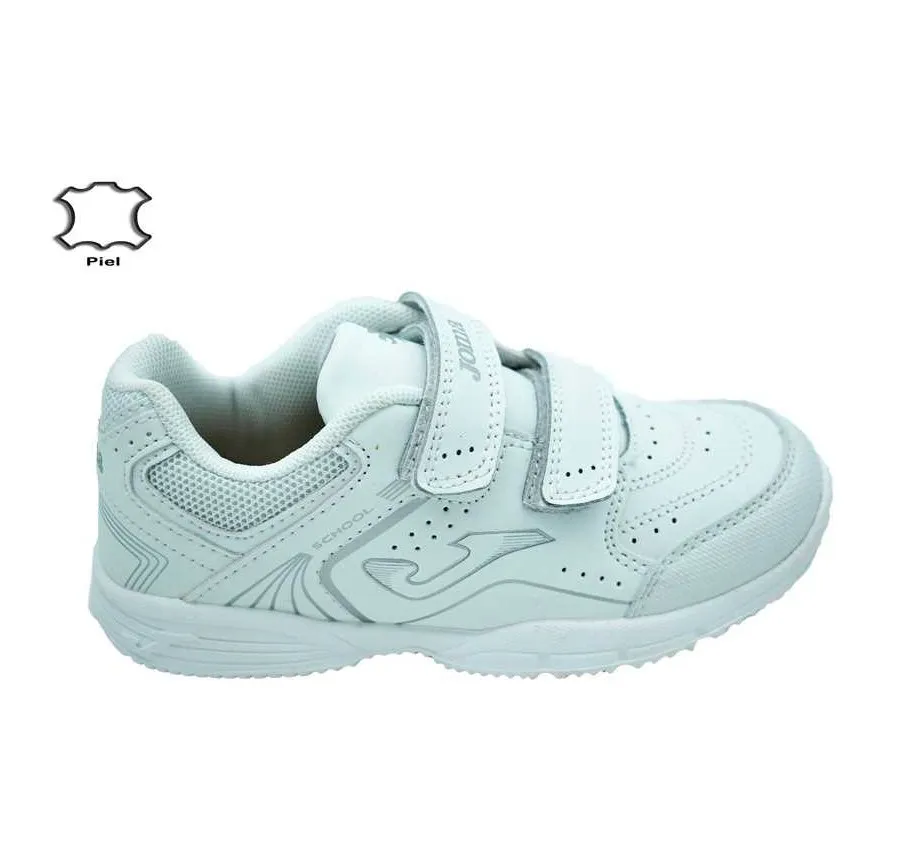 DEPORTIVO JOMA PARA NIÑO SCHOOL KIDS VELCRO BLANCO PLANTILLA DE PIEL